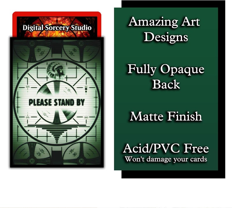 Digital Sorcery Studio Please Stand by Card Sleeves - 100 Pack for MTG, Magic The Gathering, TCG Decks & More, Standard Size Card Sleeves for Trading Card Protection - Ideal for MTG Commander & Fallout Decks - Image 3